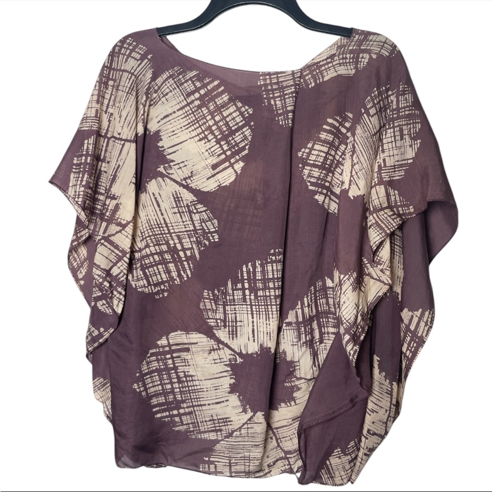 Vintage Y2K Robert Rodriquez women’s silk batwing floral flowy shirt top size 6